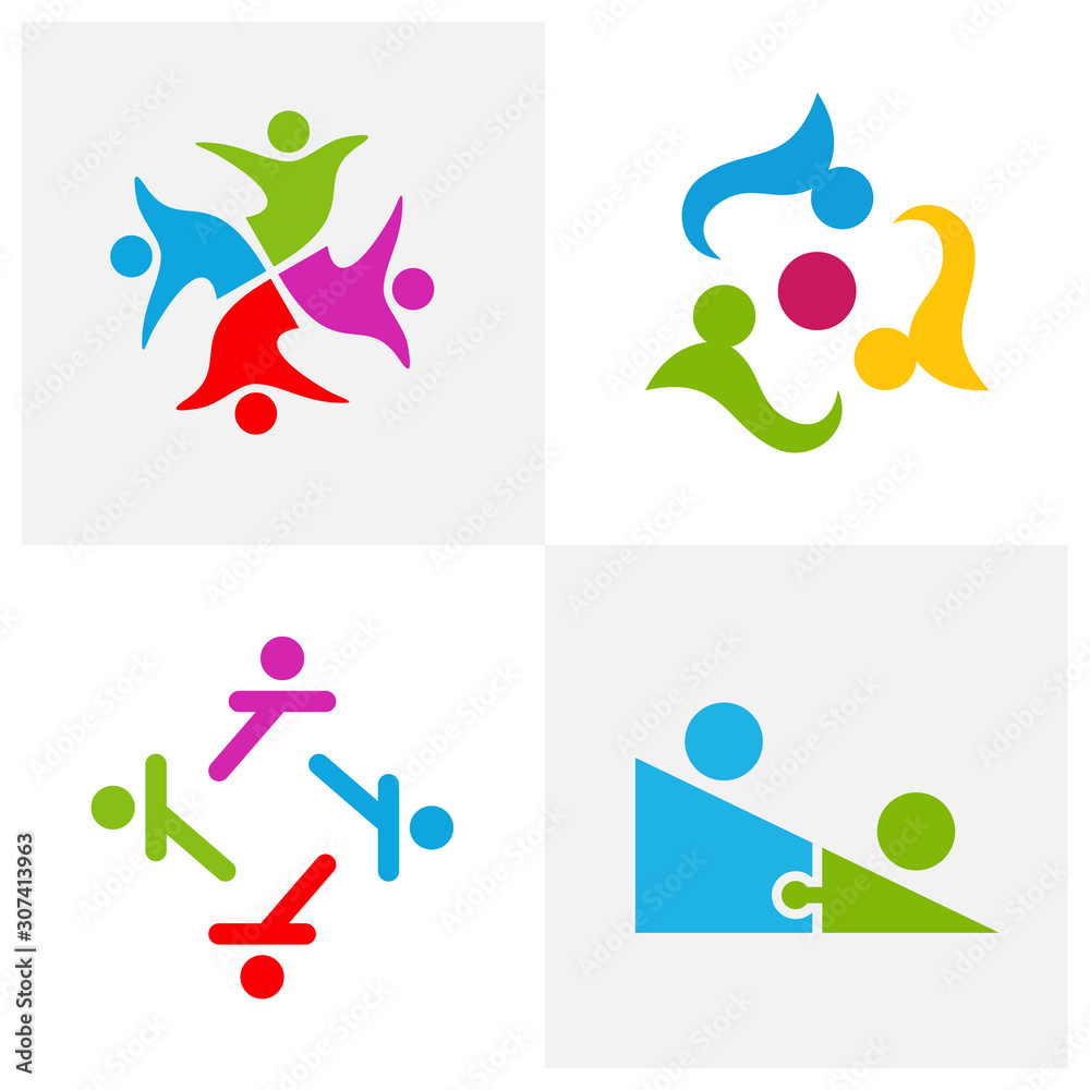 Set of Community logo design inspiration vector template, Social relationship logo and icon, Adoption care logo concept, Icon symbol