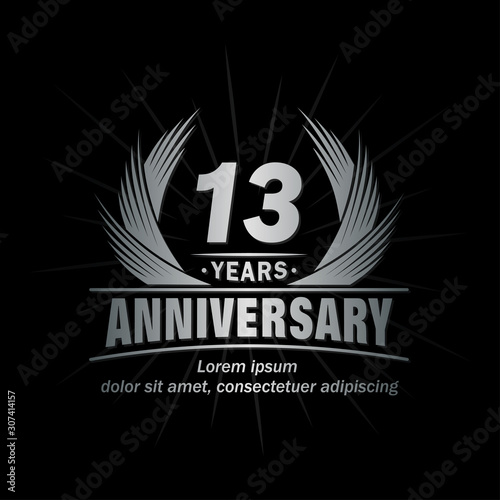 13 years logo design template. Anniversary vector and illustration template. 