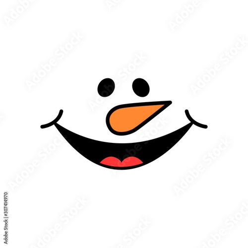 Cute snowman face - vector. Snowman head. Vector illustration isolated.