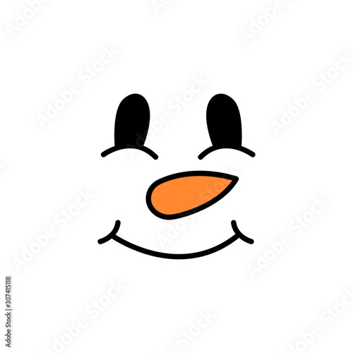 Cute snowman face - vector. Snowman head. Vector illustration isolated.