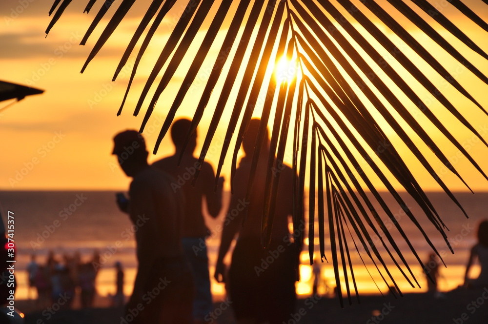 Friends on the Beach at Sunset in Costa Rica