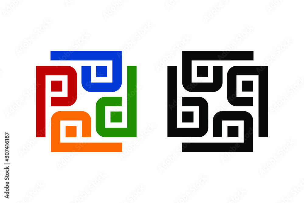 square abstract with letter P or b for icon or logo design concept square abstract with letter P or b for icon or logo design concept