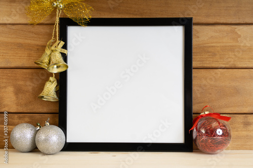 Black Square Frame Christmas Mockup