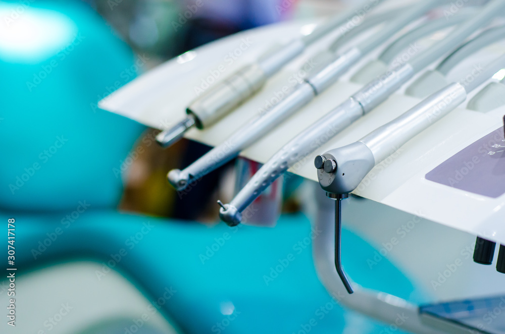 Dentist's office, dentist medical instruments. Dentist tools.