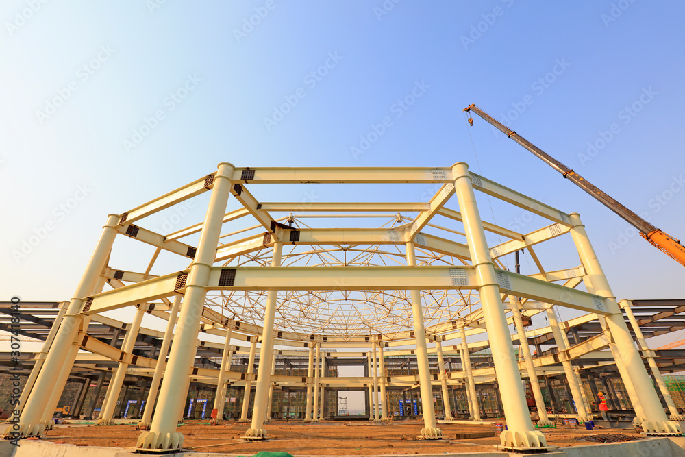 steel structure on a construction site steel structure on a construction site