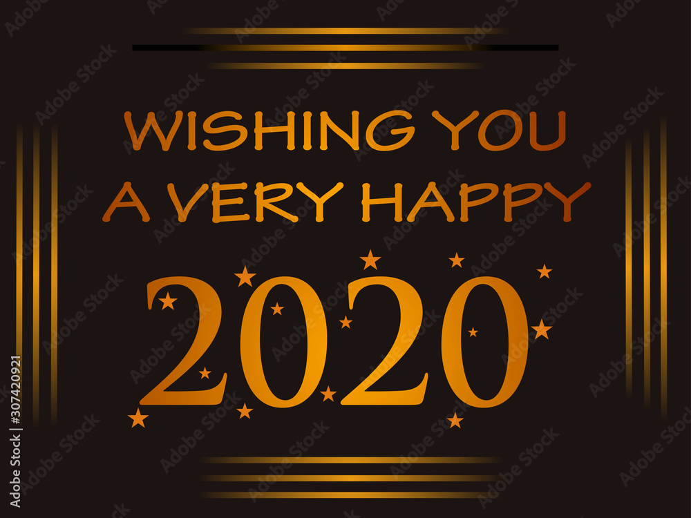 easy to edit vector illustration of Happy New Year 2020 wishes seasonal greeting background