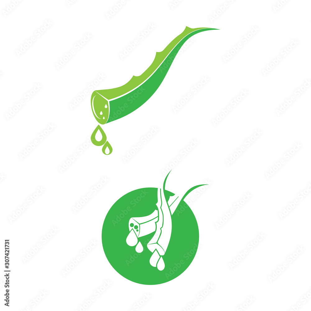 Naklejka premium Aloe vera Wave Logo Template vector symbol