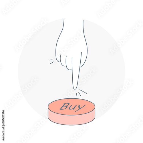 CTA, buy now, online orders and purchases. Call to action button and human hand is ready to click on it. Inbound or permission marketing and advertising concept