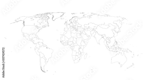 World Map Vector Illustration on White Isolated Background. Flat Blank world map. Eps 10