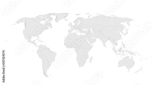 World Map Vector Illustration on White Isolated Background. Flat Blank world map. Eps 10