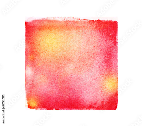 Watercolor square on white as background