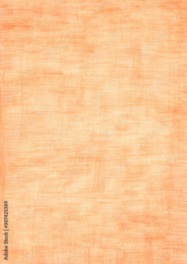 orange rectangle sheet of paper colored with pencil.