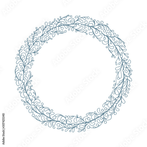 Floral wreath. Hand drawn laurel wreath vector illustration. Botanical floral wreath with leaves for wedding and holiday. Part of set.