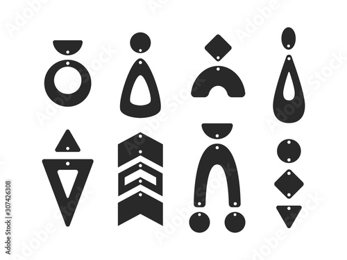 Geometric earring templates. Boho tear drop earrings. Pendant. Laser cut template. Earrings with hole. Jewelry making. Vector