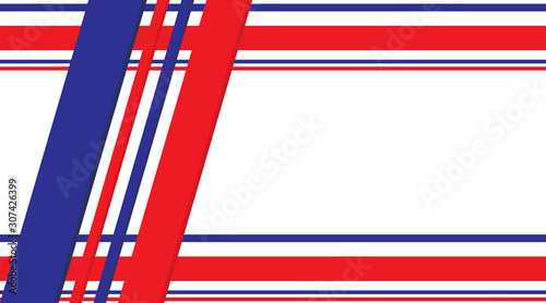Banner with american symbols. Strict geometric stripes colors associated with the USA flag.