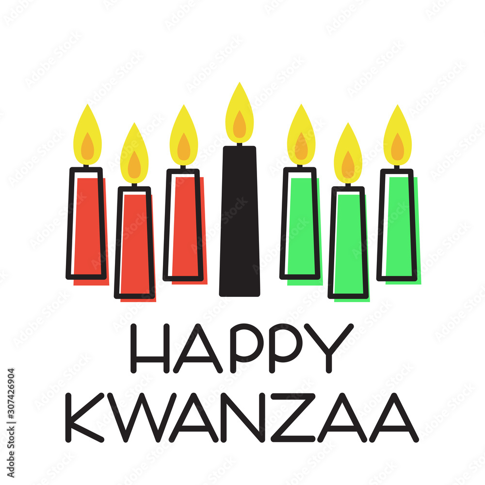 Happy Kwanzaa. Vector illustration with traditional colored candles.