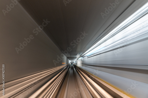 Blurred Motion Travel in train on tunnel