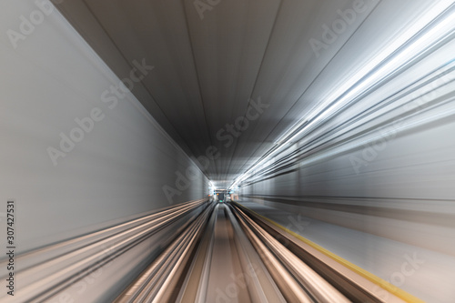 Blurred Motion Travel in train on tunnel