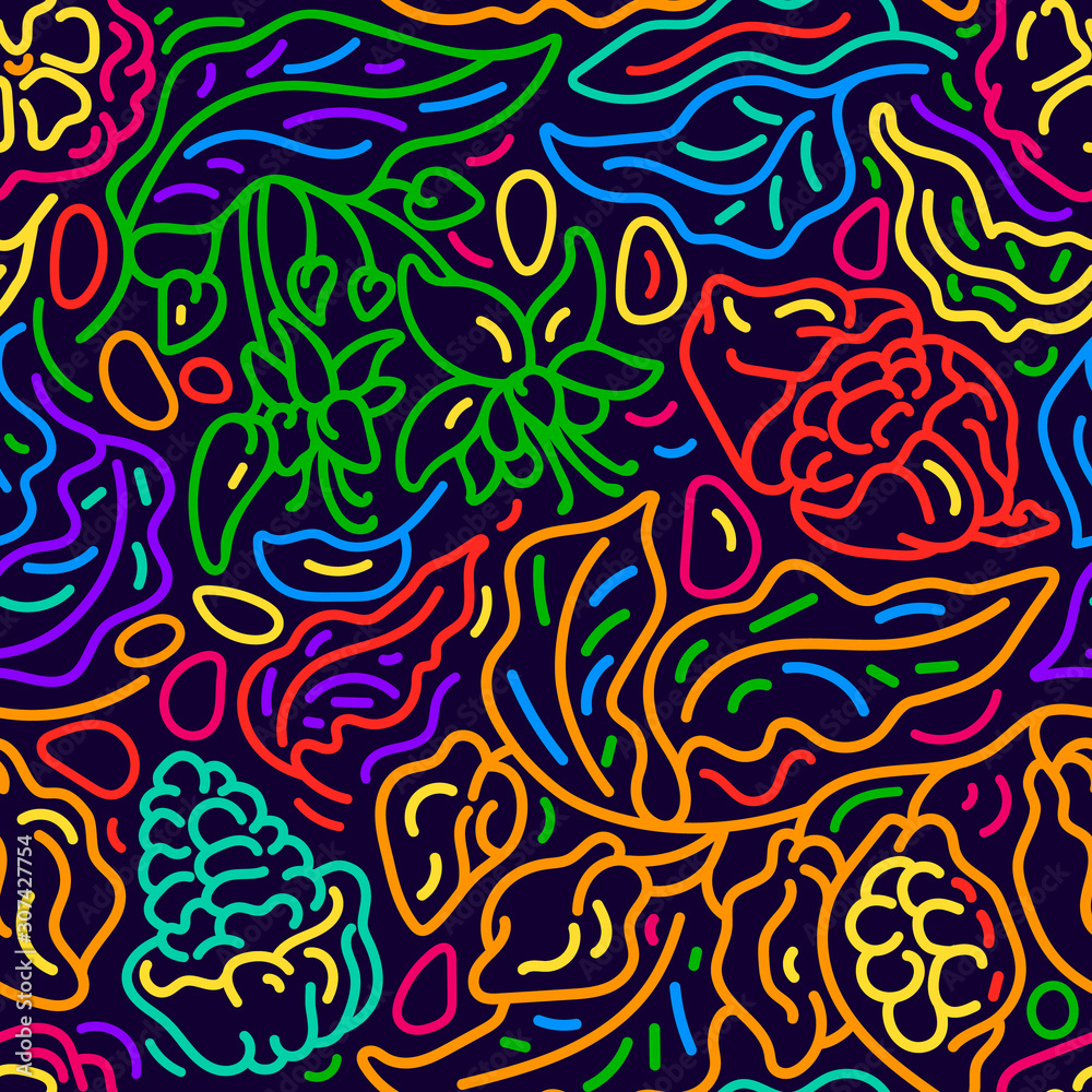 Cocoa branch. Vector abstract seamless pattern. Cocoa branch. Vector abstract seamless pattern.