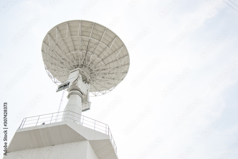 Clouse up Satellite dish or radio antennas against with sky