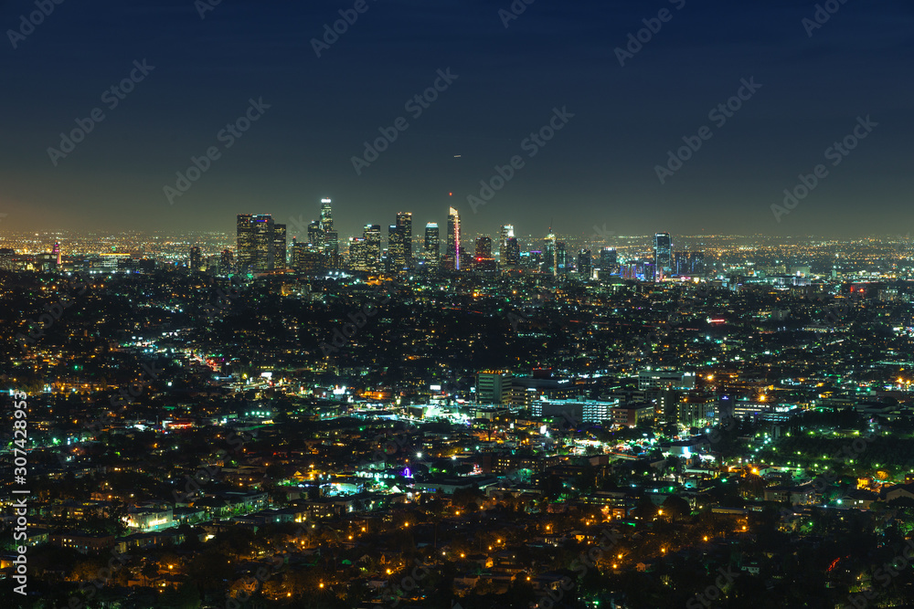 Los Angeles Panorama at night, California - Downtown