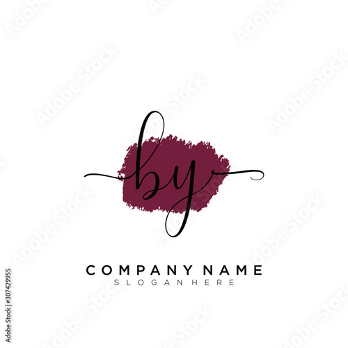 Letter BY Handwriting Logo Template Vector