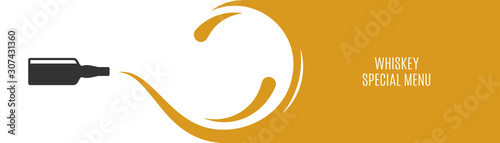 Whiskey banner with scotch whisky bottle splash