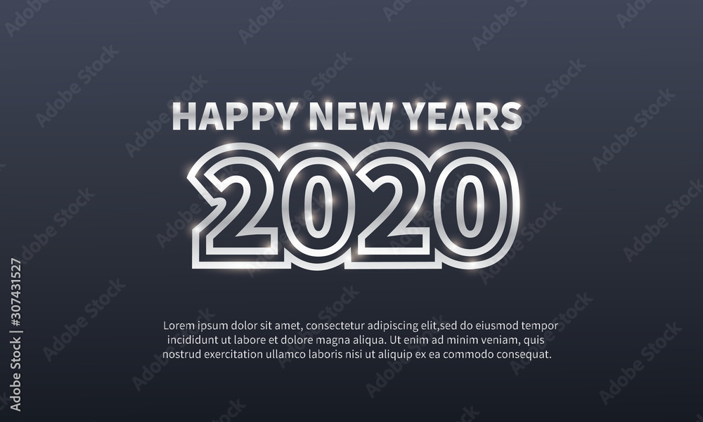 Happy new year 2020 Celebration design template , Elegant silver text . Minimalistic template Design for calendar, greeting cards or print Happy new year 2020 Celebration design template , Elegant silver text . Minimalistic template Design for calendar, greeting cards or print