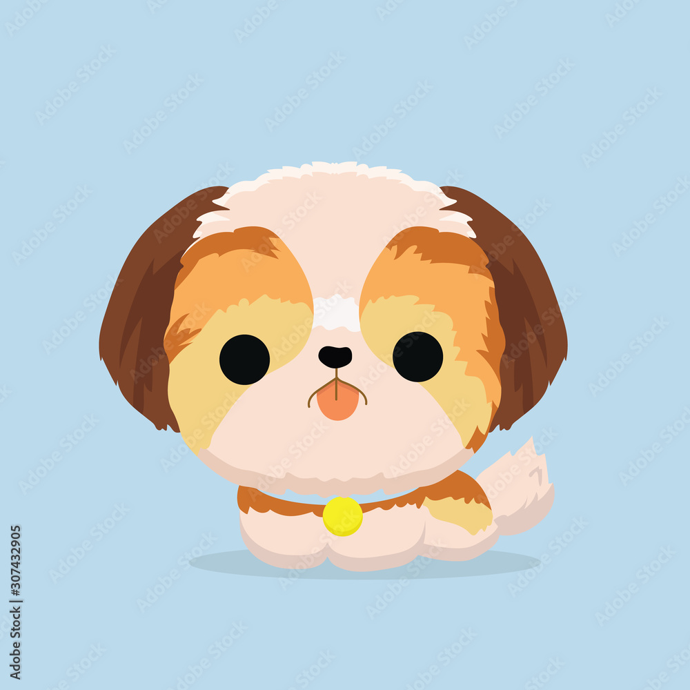 character shih tzu dog on pastel background.. character shih tzu dog on pastel background..