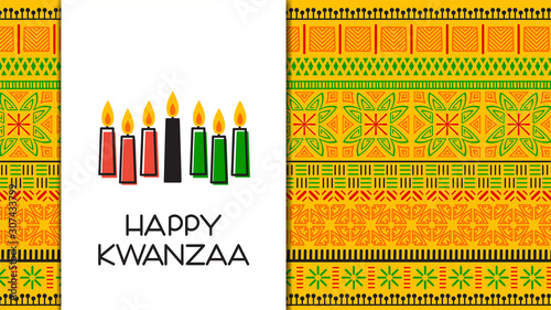 Happy Kwanzaa. Vector illustration background with traditional colored candles