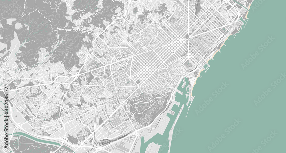 Naklejka premium Detailed map of Barcelona, Spain