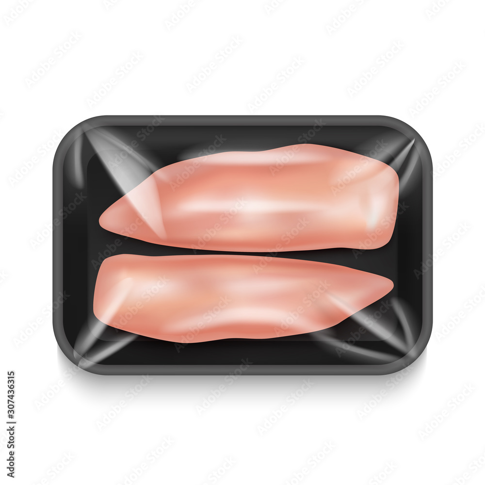 Isolated Chicken Fillet Package in Realistic Style Isolated Chicken Fillet Package in Realistic Style