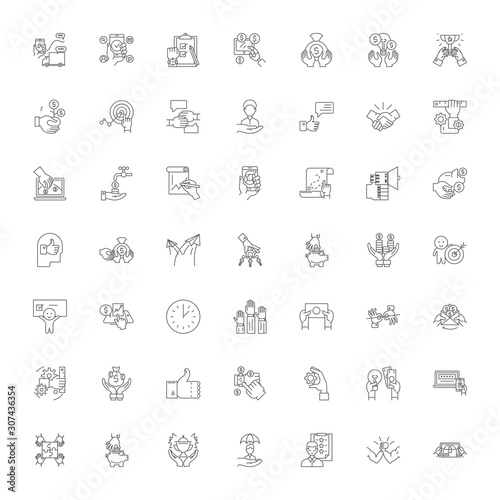 Business motivation line icons, signs, symbols vector, linear illustration set