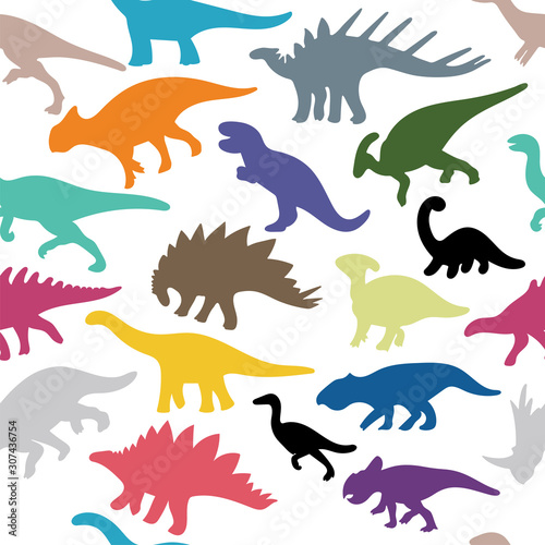 Dinosaur. Hand drawn colorful dinosaurs vector seamless background. Dinosaur colored sketch drawing illustration. Part of set.