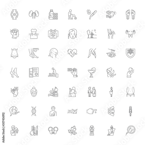 Traditional medicine line icons, signs, symbols vector, linear illustration set