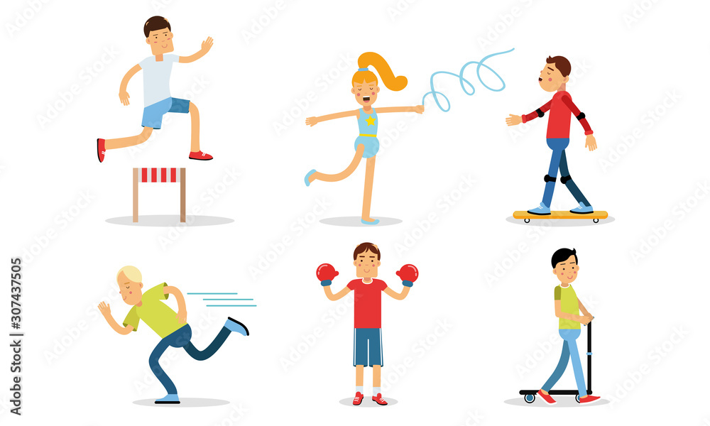 People Doing Different Kinds of Sports Vector Illustrations Set