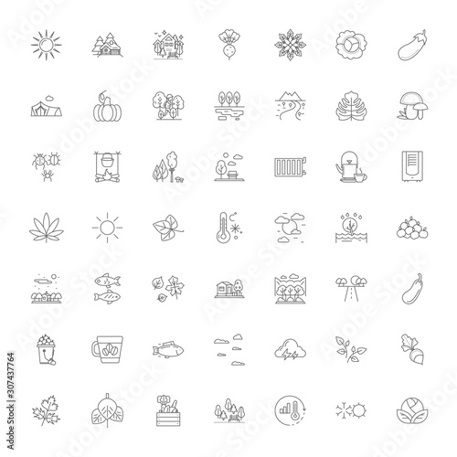 Outdoor lifestyle line icons, signs, symbols vector, linear illustration set