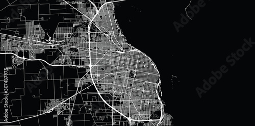 Urban vector city map of Rosario, Argentina