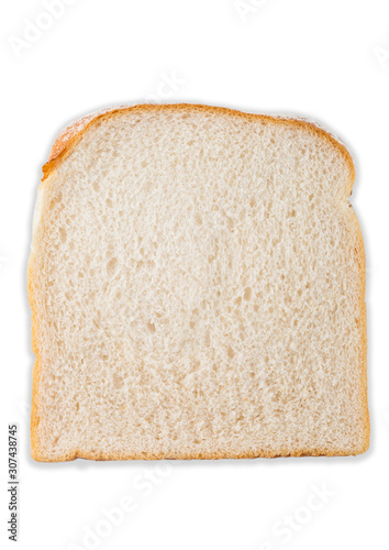 Slice of white bread isolated on white background. Traditional bakery heritage.
