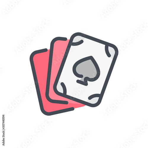 Poker color line icon. Card game vector outline colorful sign.