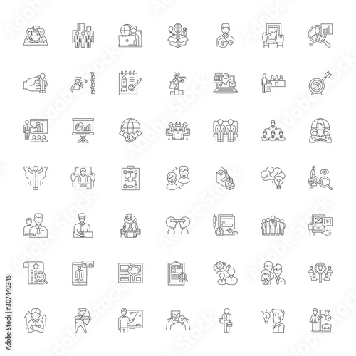Tutor line icons, signs, symbols vector, linear illustration set