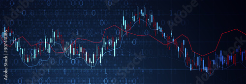 Financial trade concept. Stock market and exchange. Candle stick graph chart.