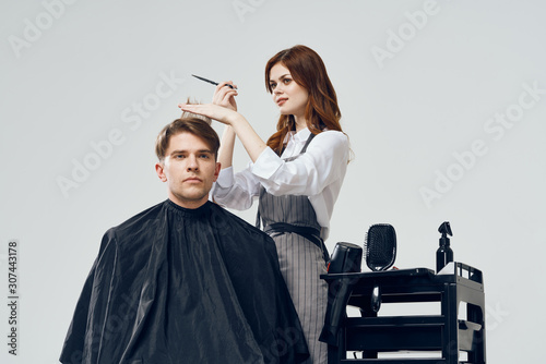 Man and woman haircut hairdresser