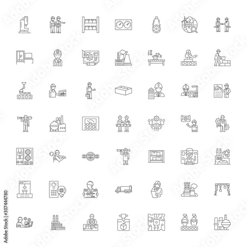 Industry line icons, signs, symbols vector, linear illustration set