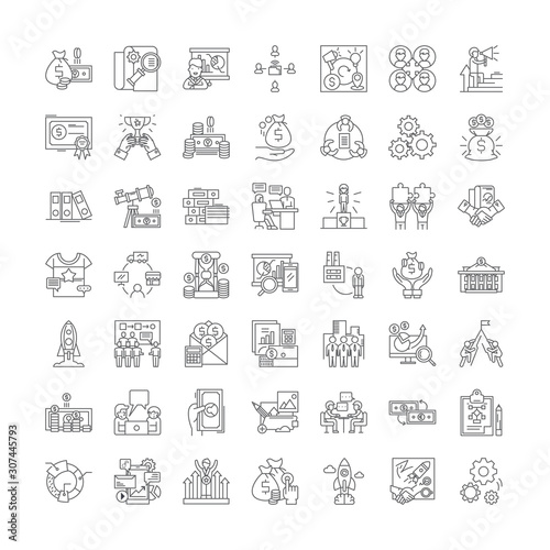 Franchising line icons, signs, symbols vector, linear illustration set