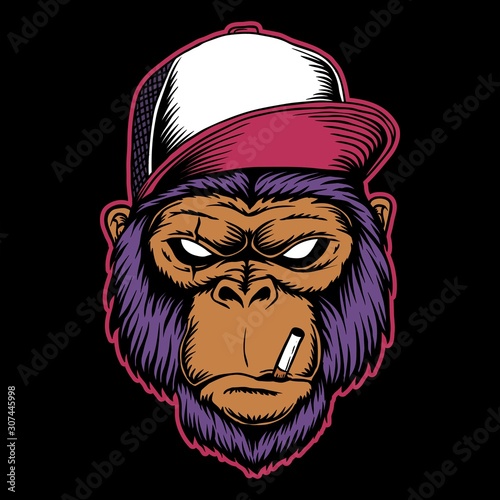 gorilla head vector illustration 