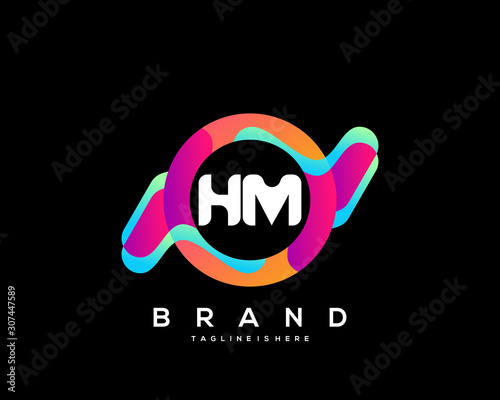 HM initial logo With Colorful Circle template vector.