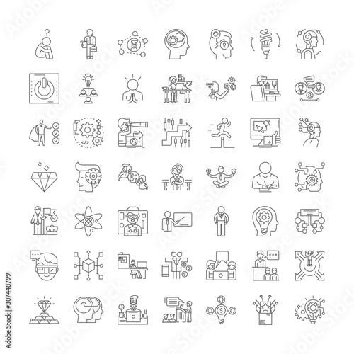 Idea generation line icons, signs, symbols vector, linear illustration set