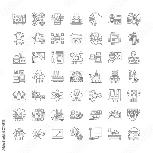 Infrastructure development line icons, signs, symbols vector, linear illustration set
