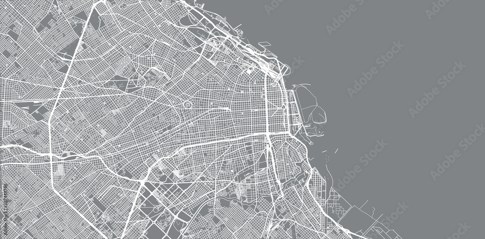 Urban vector city map of Buenos Aires, Argentina